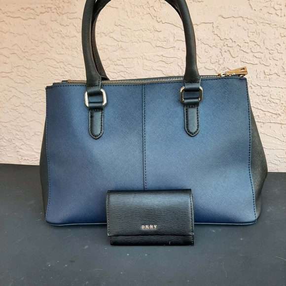 DKNY Y2K Midnight Blue & Black Saffiano Leather 3 Pc Set F/ 1998 - Picture 9 of 10